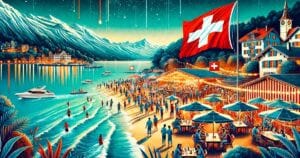 Ilustracion vida nocturna en suiza