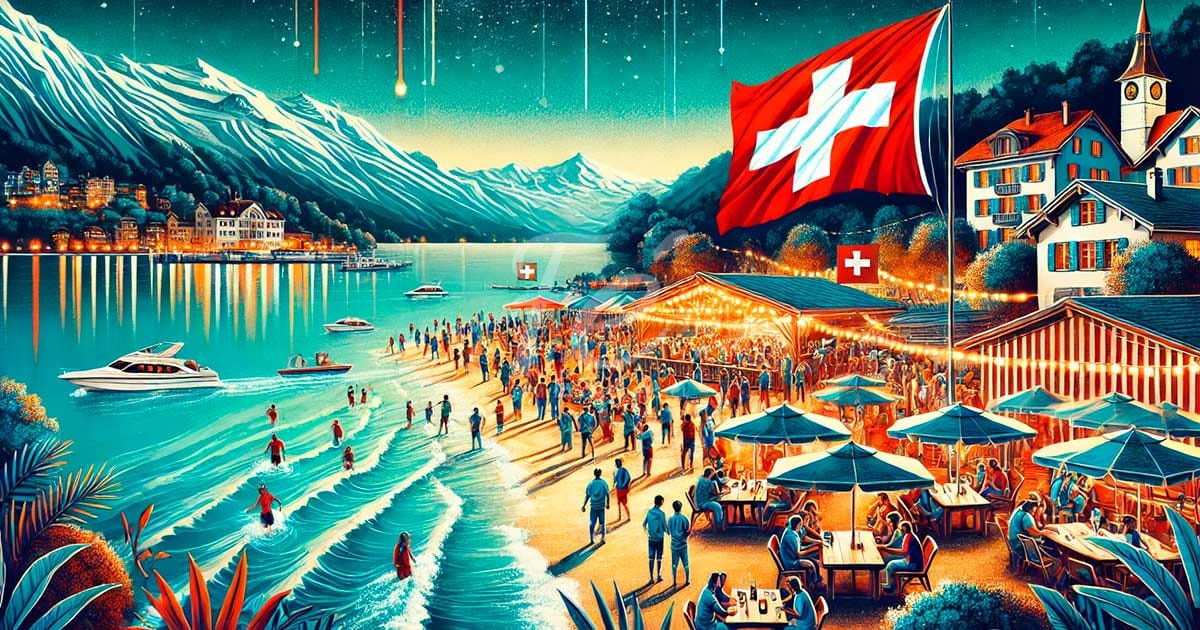 Ilustracion vida nocturna en suiza